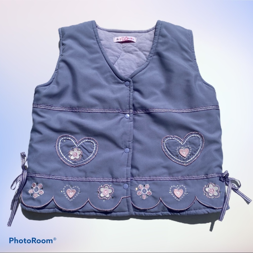 Aziz Bebe Girls 24 Month Pale Purple Cotton Lined, Snap Button, Embellished Vest